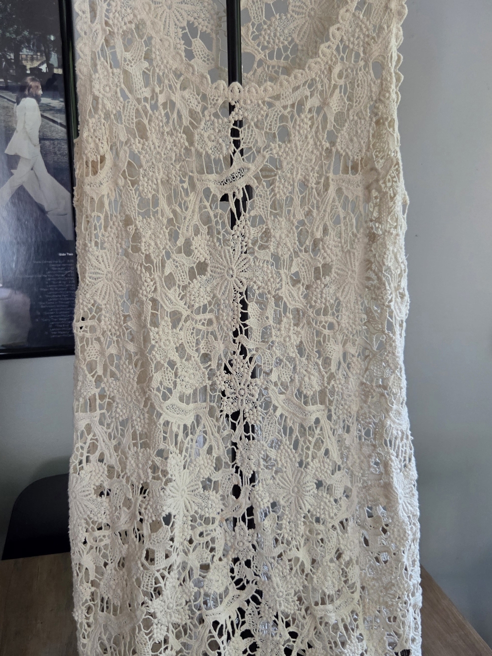 Fever Crochet Lace Swim Coverup in Cream